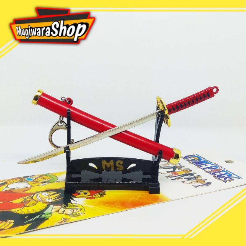 Keychain Pedang Merah Zoro Anime One Piece Gantungan Kunci Aksesoris Miniatur Action Figure Mainan