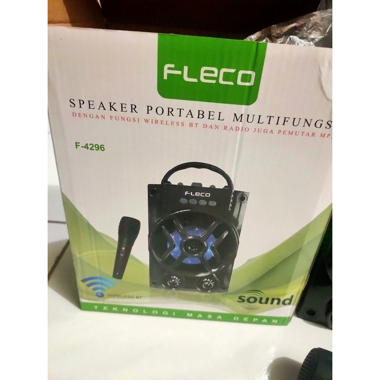 COD SPEAKER BLUETOOTH FLECO 5 INCH  F-4296 PLUS MIC KARAOKE X-BASS/SALON AKTIF X-BASS//SPEAKER KARAOKE