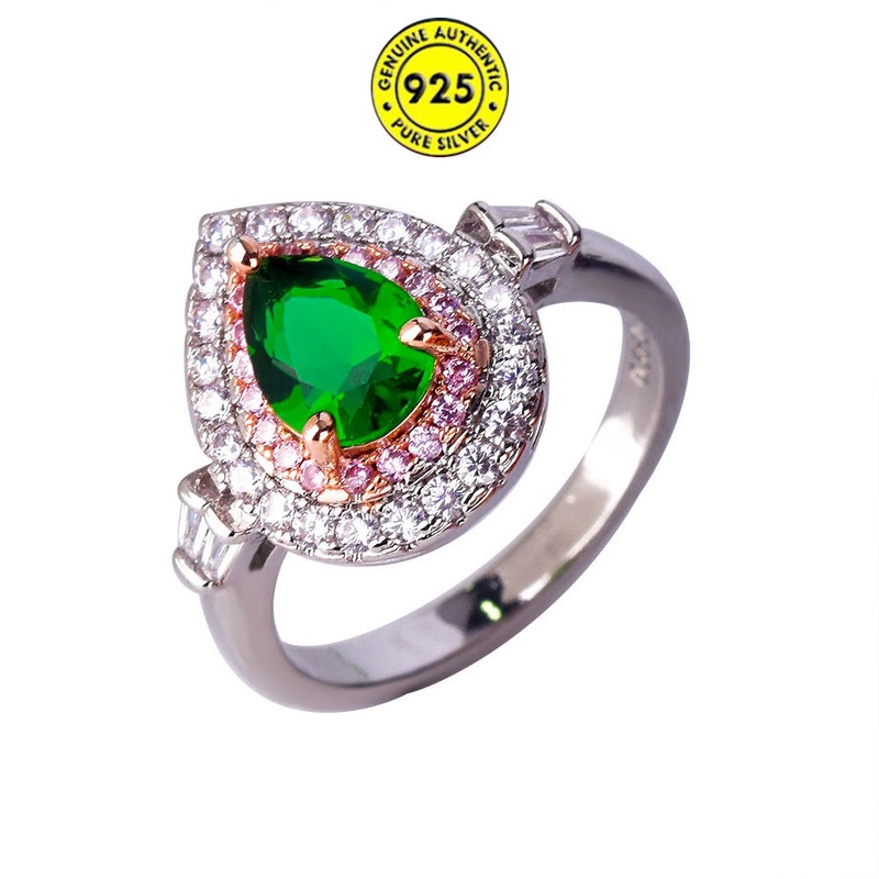 925 Silver Inlaid Moissanite Ring Luxury