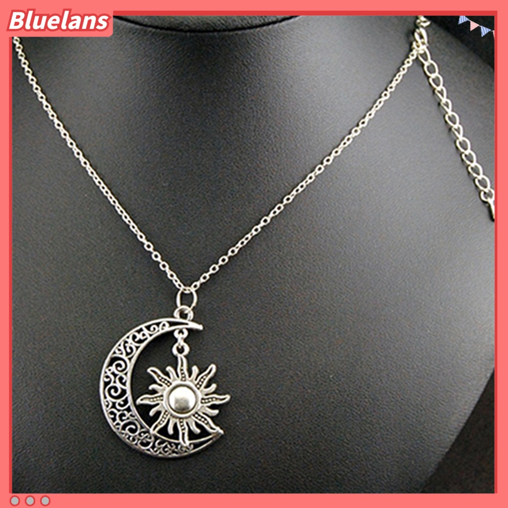 Bluelans Kalung Rantai Bentuk Bulan Matahari Bahan Alloy Gaya Vintage Untuk Unisex