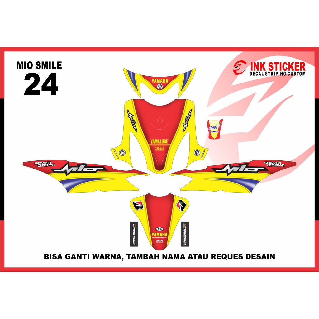 Sticker Decal MIO SMILE  Desain 24 Motif Kuning