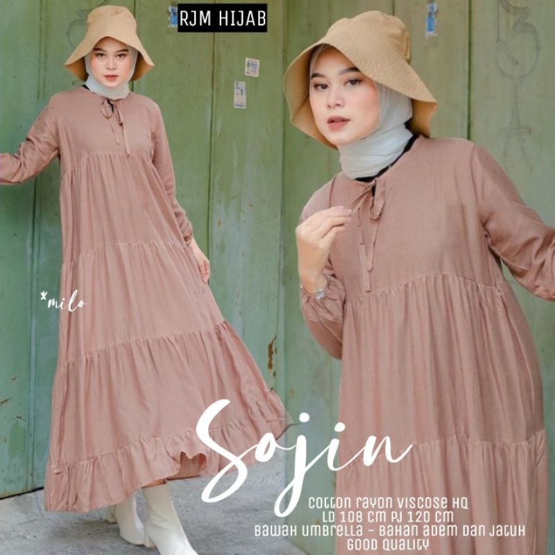 Sojin Midi Dress Rayon Viscose Premium Fashion Wanita Murah Kekinian