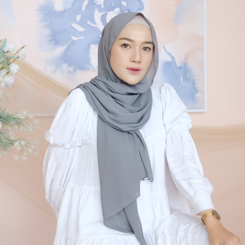 Lozy Hijab - Ilya Shawl ( Pashmina Ceruti )-Grey