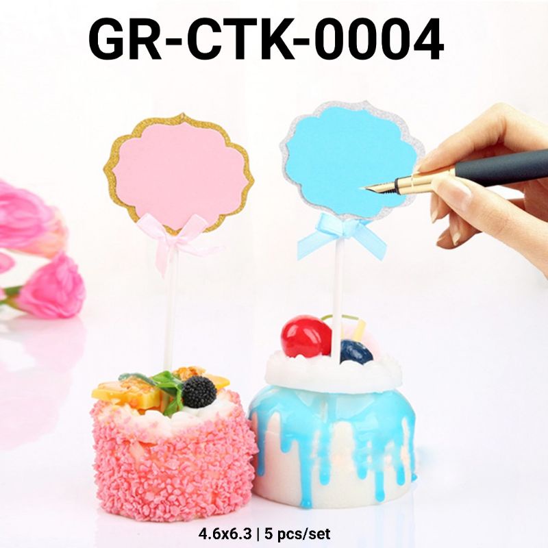 cake topper kertas papan tulis isi 5 pcs