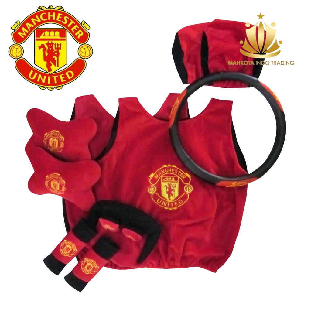 Sarung Jok Mobil Universal 6 in 1 / Bantal Mobil / Car Set Mobil Mancester United 6in1