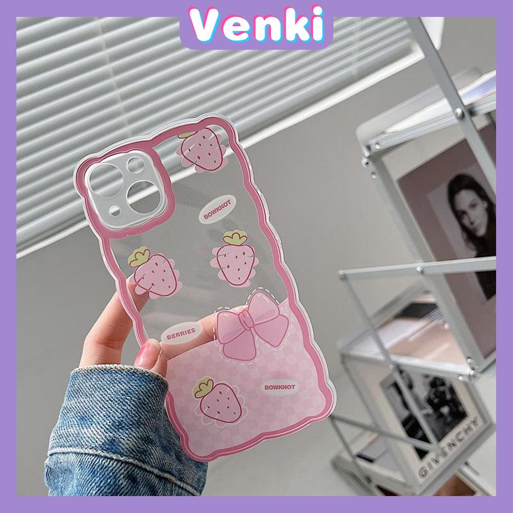 iPhone Case Silicone Soft Case Clear Case Wave Non-Slip Shockproof Camera Full Coverage Protection Pink Strawberry For iPhone 13 Pro Max iPhone 12 Pro Max iPhone 11 iPhone 7 Plus