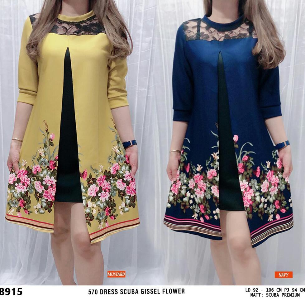 oU1Code 570 DRESS SCUBA GISSEL FLOWER L7X5 terlaris.