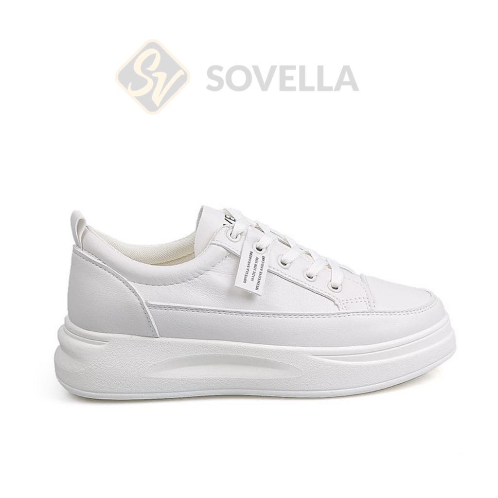 SOVELLA Maulvi Sepatu Sneakers Simpel Polos Putih Hitam Wanita Import-Dove Beige