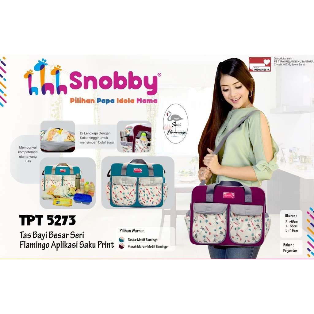 Snobby Tas Bayi Besar Aplikasi Saku Print Flamingo Series - TPT 5273