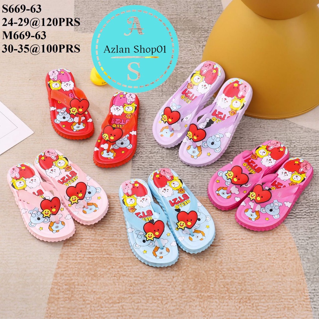 SANDAL ANAK JEPIT JELLY KARAKTER BT21 669-63 SIZE 24/35 SANDAL ANAK PEREMPUAN TERBARU/sandal boba anak