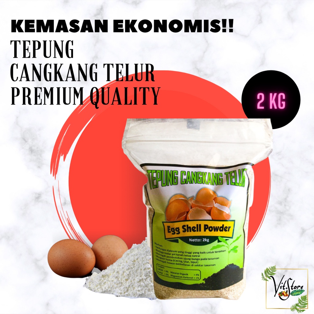 KUALITAS PREMIUM DENGAN KEMASAN EKONOMIS TEPUNG CANGKANG TELUR 100% ORGANIK PUPUK CANGKANG TELUR - 2Kg