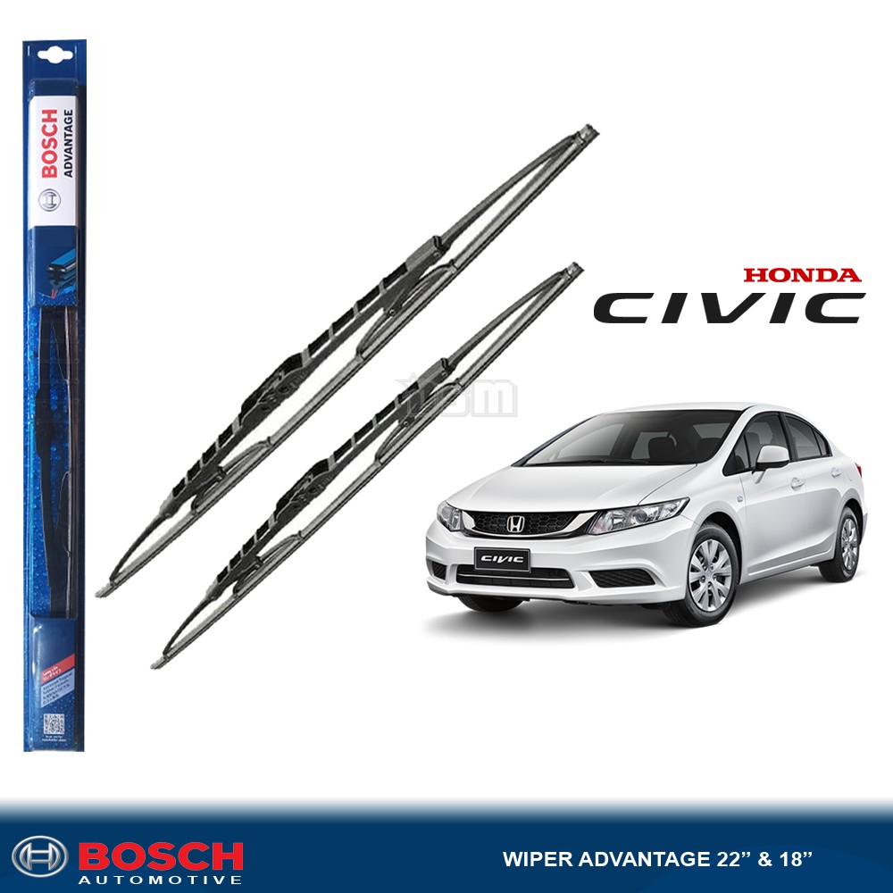 Bosch Advantage / Karet Wiper Mobil Honda Civic  22&quot; dan 18&quot; (Sepasang) / Wiper Civic