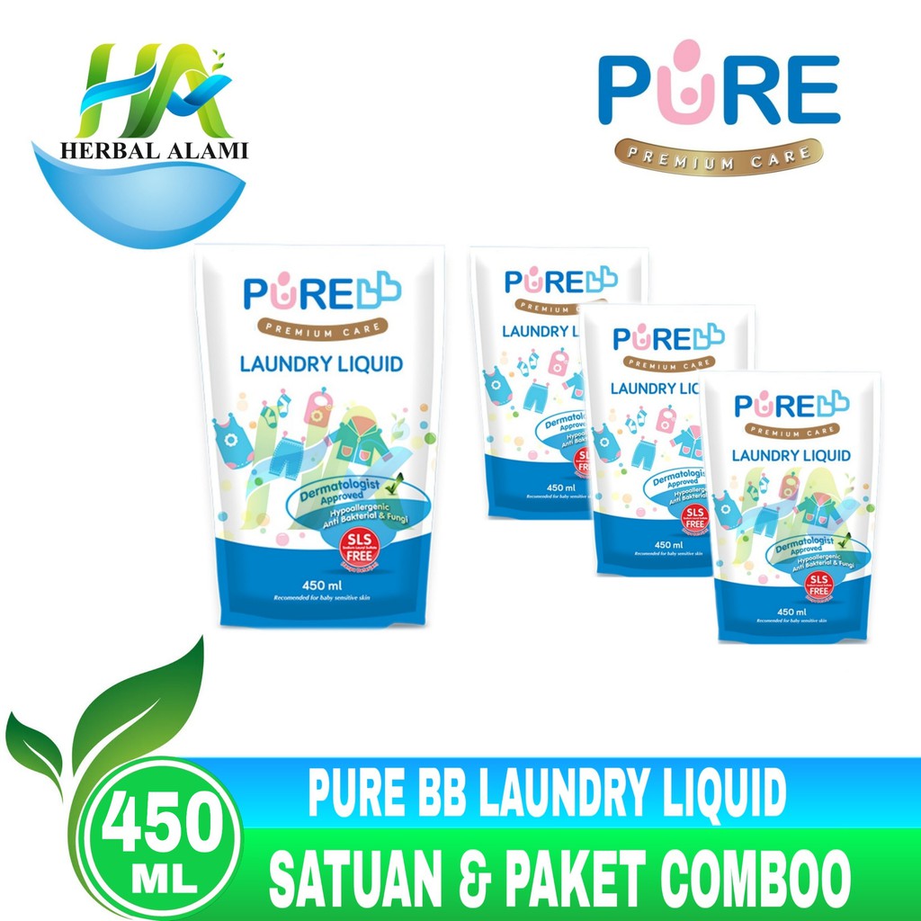 PureBB Laundry Liquid Cairan Pembersih Pakaian Bayi 450 ml