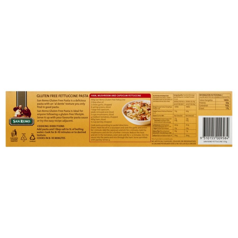 MIE PASTA FETTUCINE GLUTEN FREE SAN REMO 350GR GANDUM BPOM RI FETUCINI