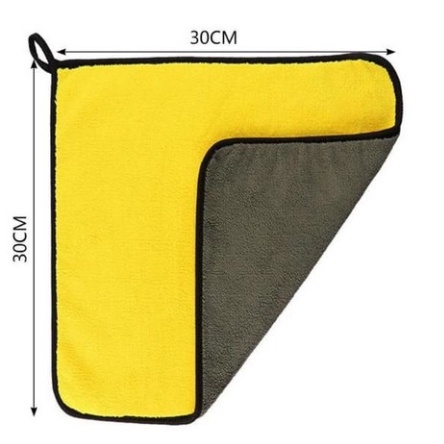 KAIN LAP DETAILING MICROFIBER 30 X 30 Premium Halus Cuci Mobil Motor Premium baru KUNING ABU 25 x 25