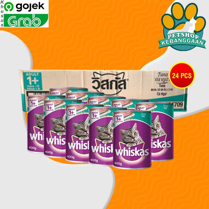 GOSEN Makanan Kucing Whiskas Kaleng Wetfod Grosir Dus Isi 24 PCS 400GR