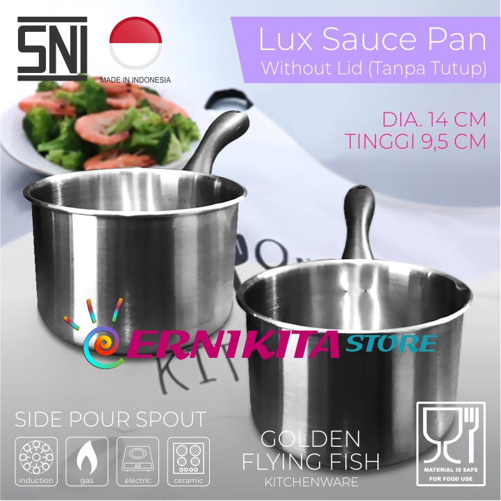 SAUCE PAN STAINLESS HAIRLINE 14CM SPC0414 - Panci Masak Tanpa Tutup Food Grade Material