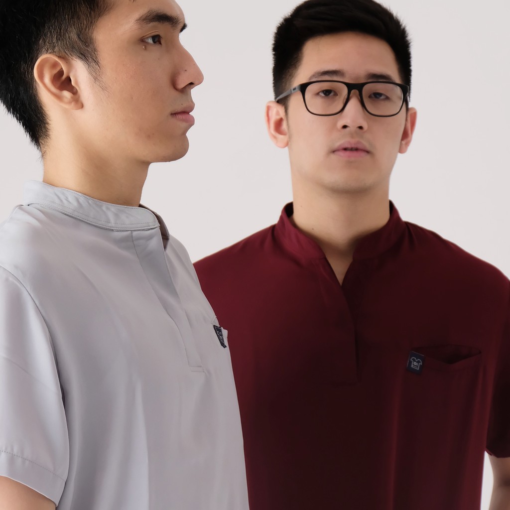 Baju Jaga MANDARIN SS - GREY Scrubs Theatre Blues First Line Lengan Pendek