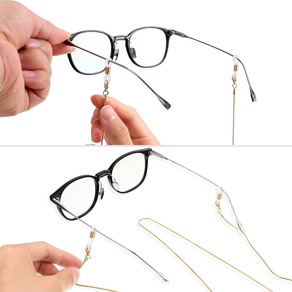 WONDERFUL 50PCS Rubber Black Anti-Slip Glasses Ring Adjustable Eyeglass Chain Ends Retainer