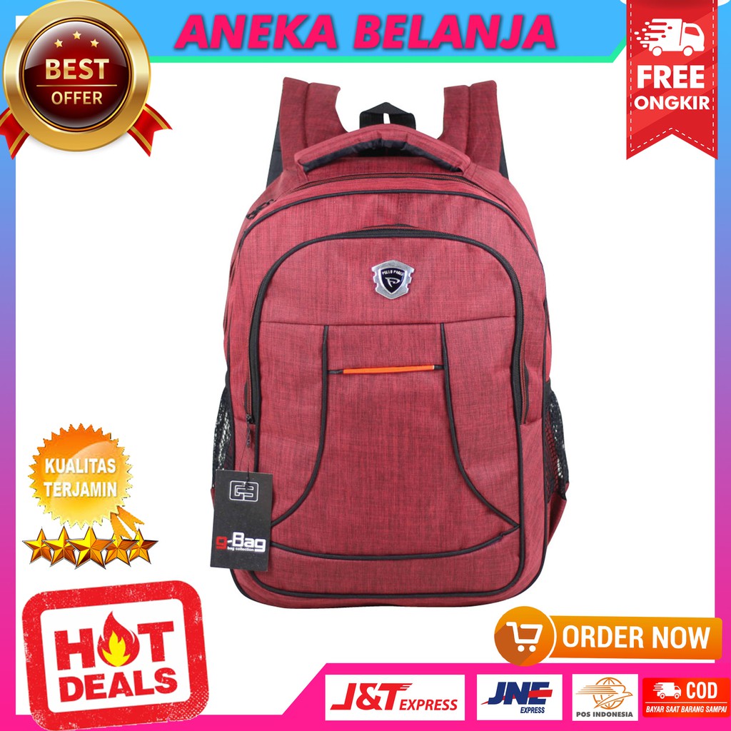 Tas Ransel Denim Scotlet Maroon Berkualitas Khusus Cowok Kece Kekinian Fashionable Multifungsi Murah