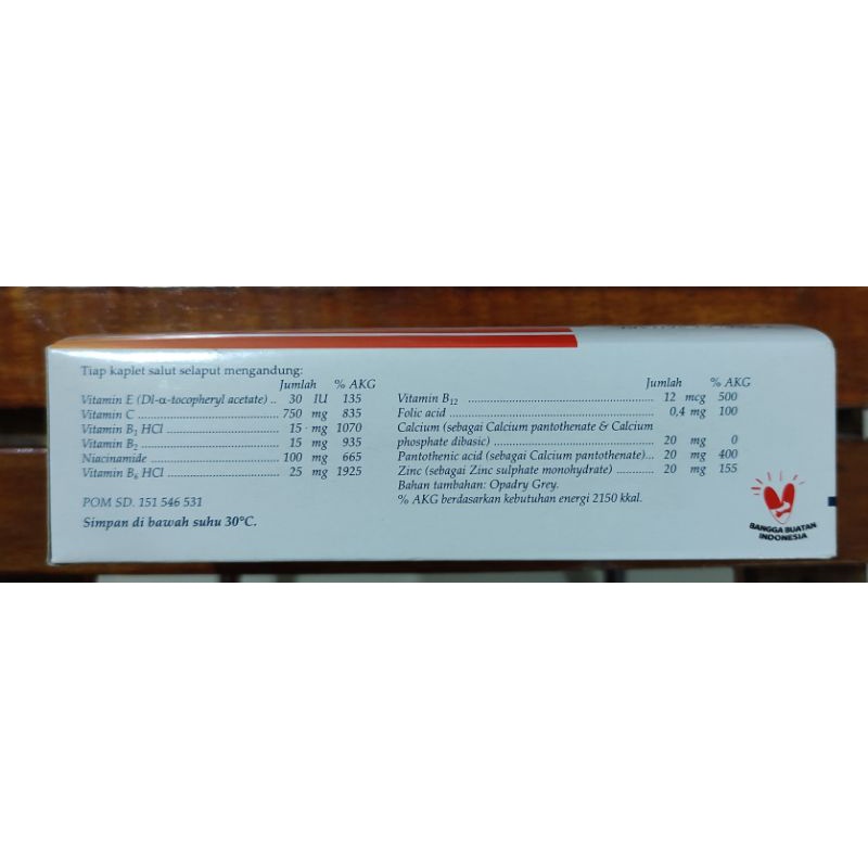 Zegavit Multivitamin dan Zinc / 5 Tablet / Zinc / Vitamin C / B Kompleks / Kalsium / Folic Acid