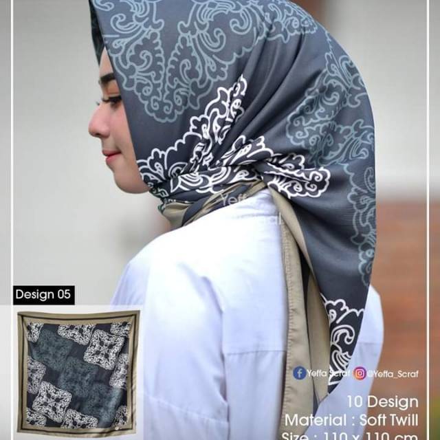 SEGIEMPAT BOLBAL / JILBAB SILK BRANDED / HIJAB MOTIF LV