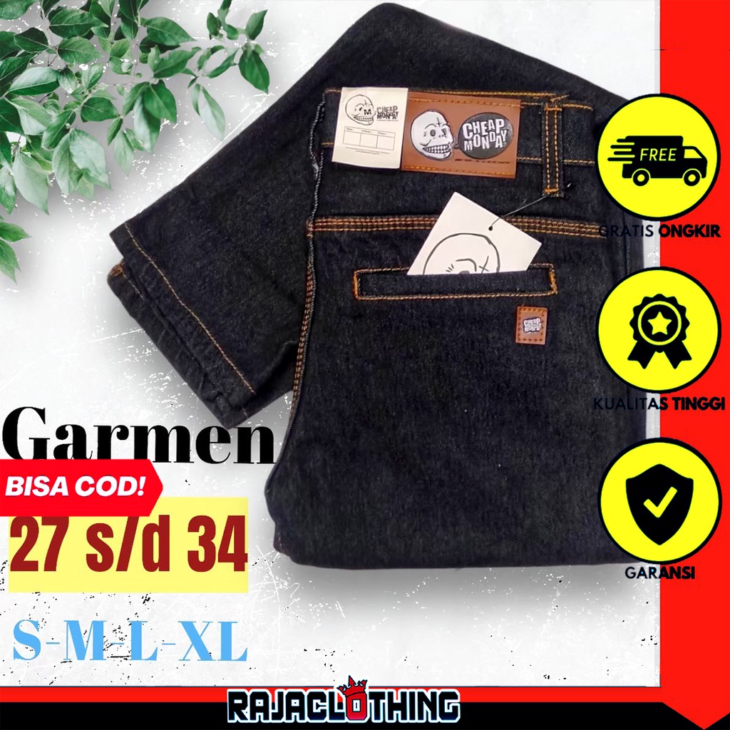 RCL - Celana Jeans Blue Black Panjang Pria Slim Fit Saku Bobok Denim S.M.L.XL 27 s/d 34 Big Size Saku Bobok