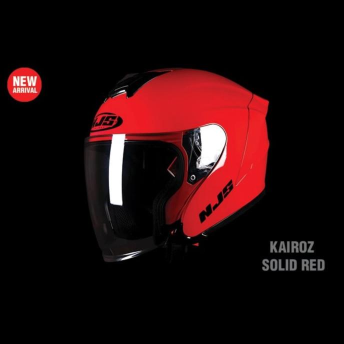 Njs Kairoz Red Glossy Solid | Helm Half Face Merah Glossy Original Sni Awestore88