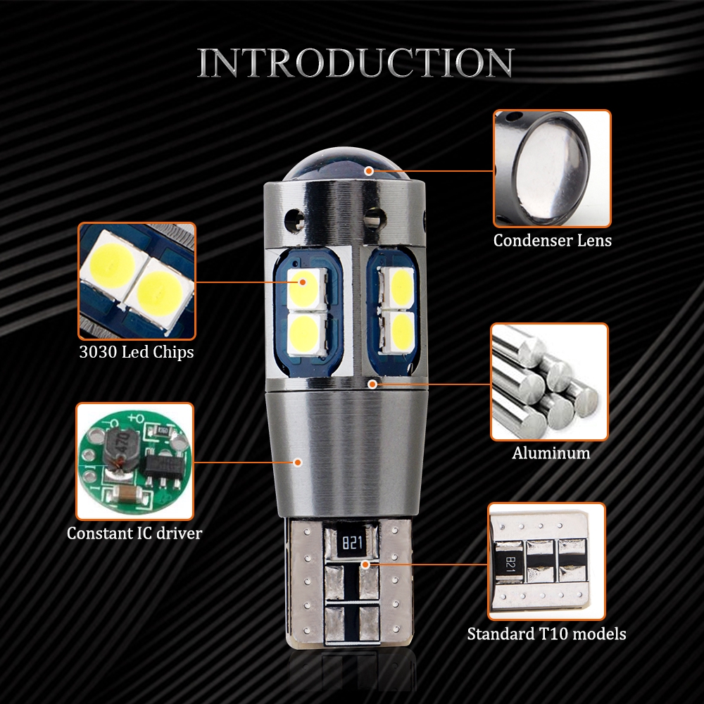 Spextrum LED Lampu Senja T10 3030 10 Mata CANBUS 12V 2W SMD 3030 500LM