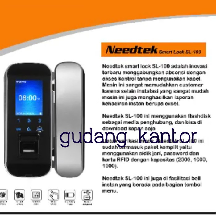 NEEDTEK SL-100 Glass door smart lock - Access Door Pengaman SL100