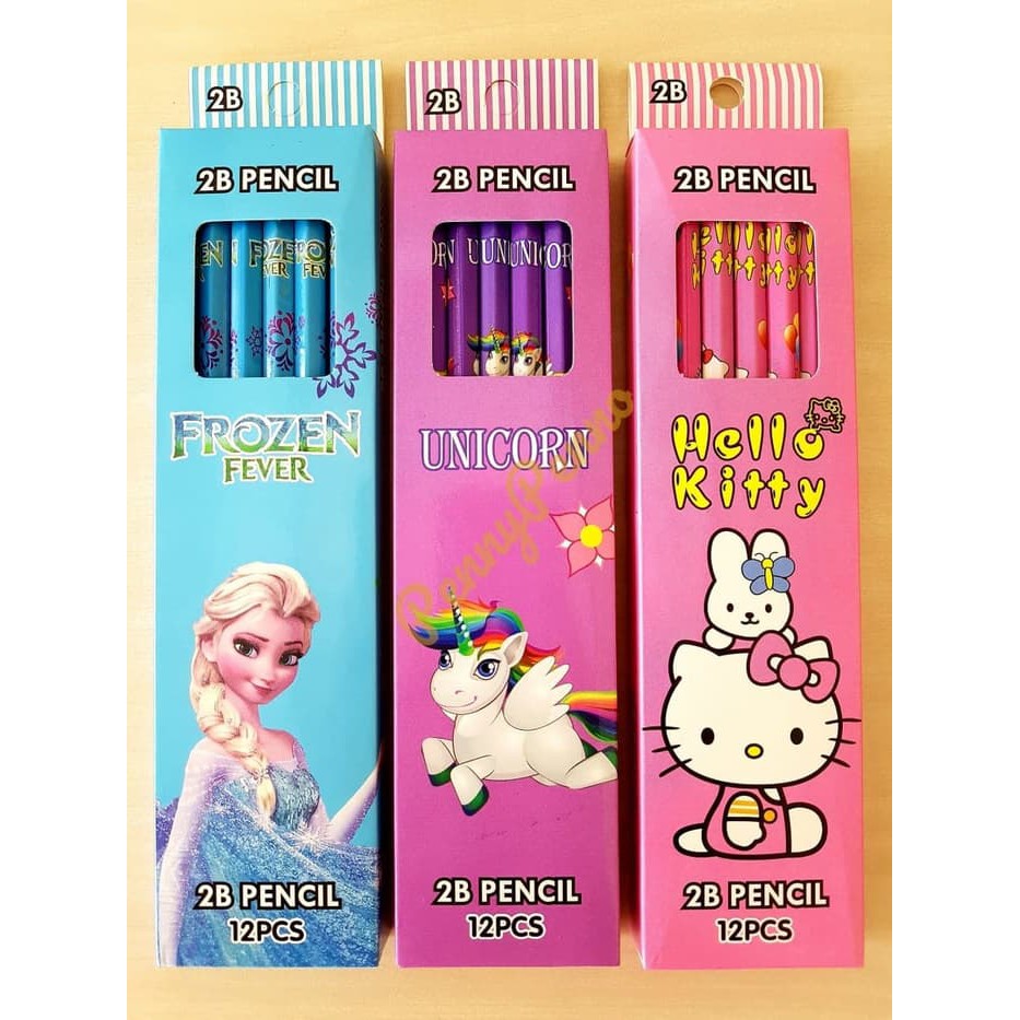 

NEW STOCK PENSIL 2B MODEL KARAKTER CEWEK (FROZEN, PONNY, HK) 1 BOX = 12 PCS