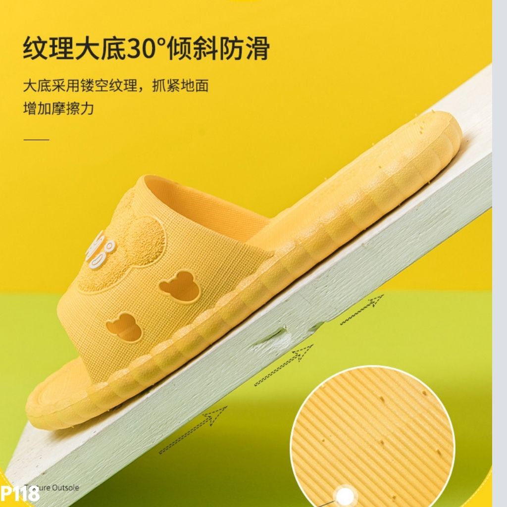 SANDAL HI-BEAR SLIDE RUMAHAN UNISEX IMPORT ELASTIS ANTI SLIP MUDAH DIBERSIHKAN P118