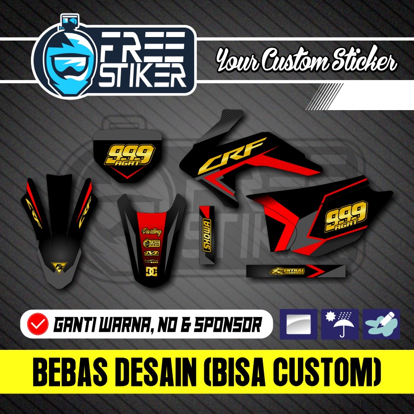DECAL STICKER STIKER CRF 230 MERAH GOLD RED HITAM BISA REQUEST