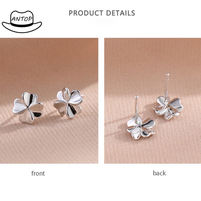 Fashion Korea Anting-anting Kreatif Empat Daun Semanggi Kelopak Yang Indah Untuk Wanita ANTOP