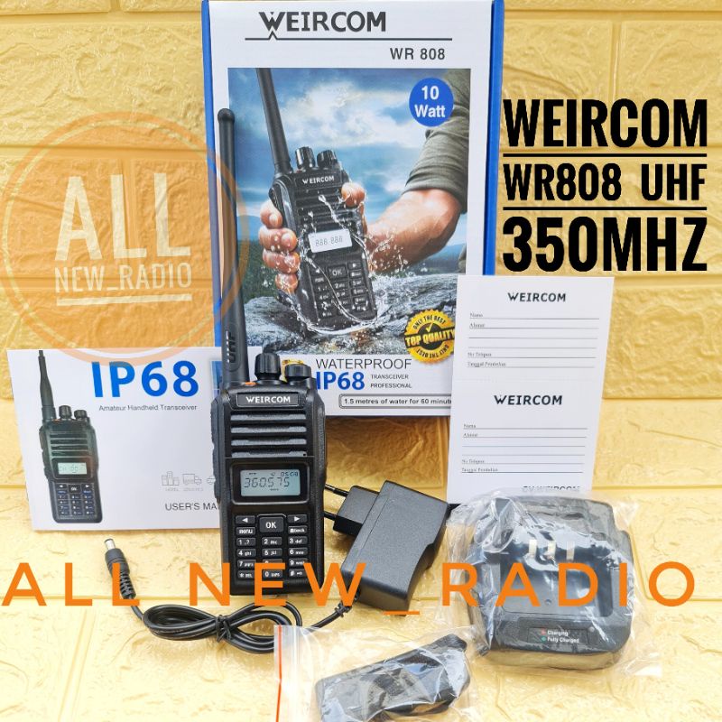 HT WEIRCOM WR808 UHF 350 MHZ ORI HT WATERPROOF POWER 10 WATT / WEIRCOM WR 808 UHF 350-390MHz 10 WATT