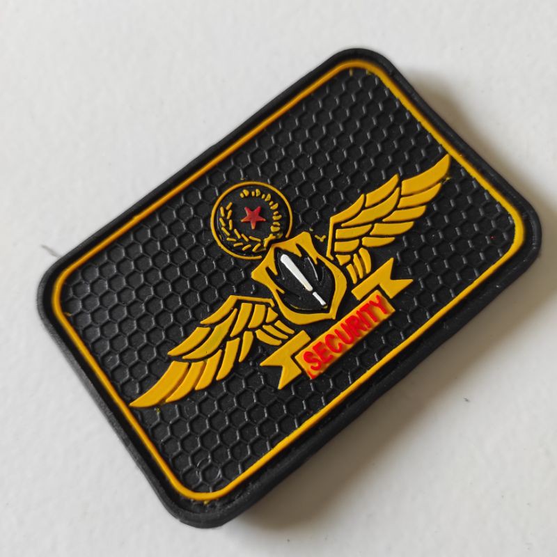 PATCH RUBBER LOGO WING'S SECURITY SATPAM/TEMPELAN EMBLEM KARET VELCRO