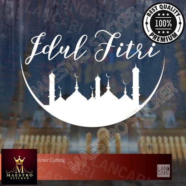 M.STICKER Stiker Cutting Idul Fitri Ramadhan Bulan Masjid Sticker Wall Window - Putih