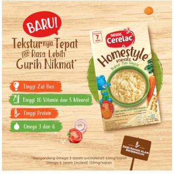 Bubur Bayi Nestlé CERELAC HOMESTYLE Rasa Tim Ayam Wortel Box 100g + Rasa Tim Sayur Box 100g