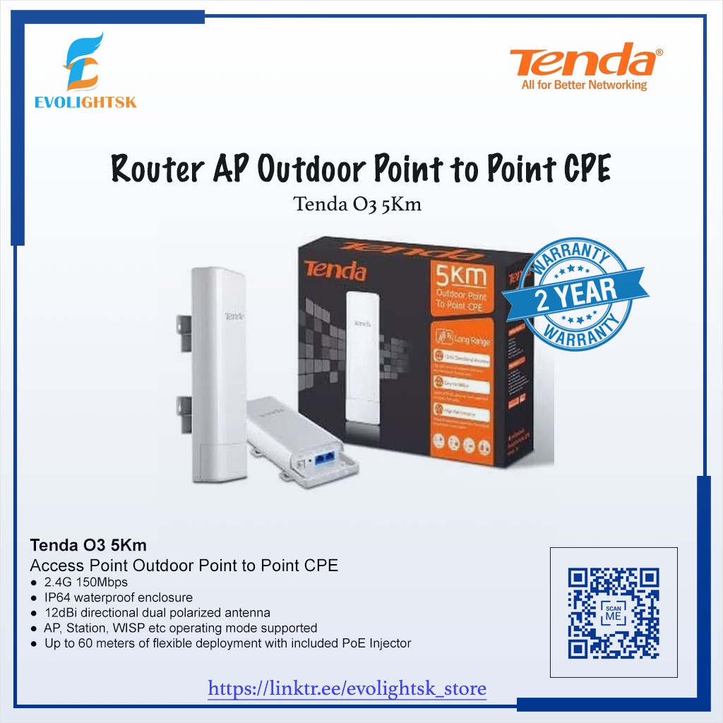 TENDA O3 5km Outdoor Point To Point CPE - TENDA 03 Wireless Router