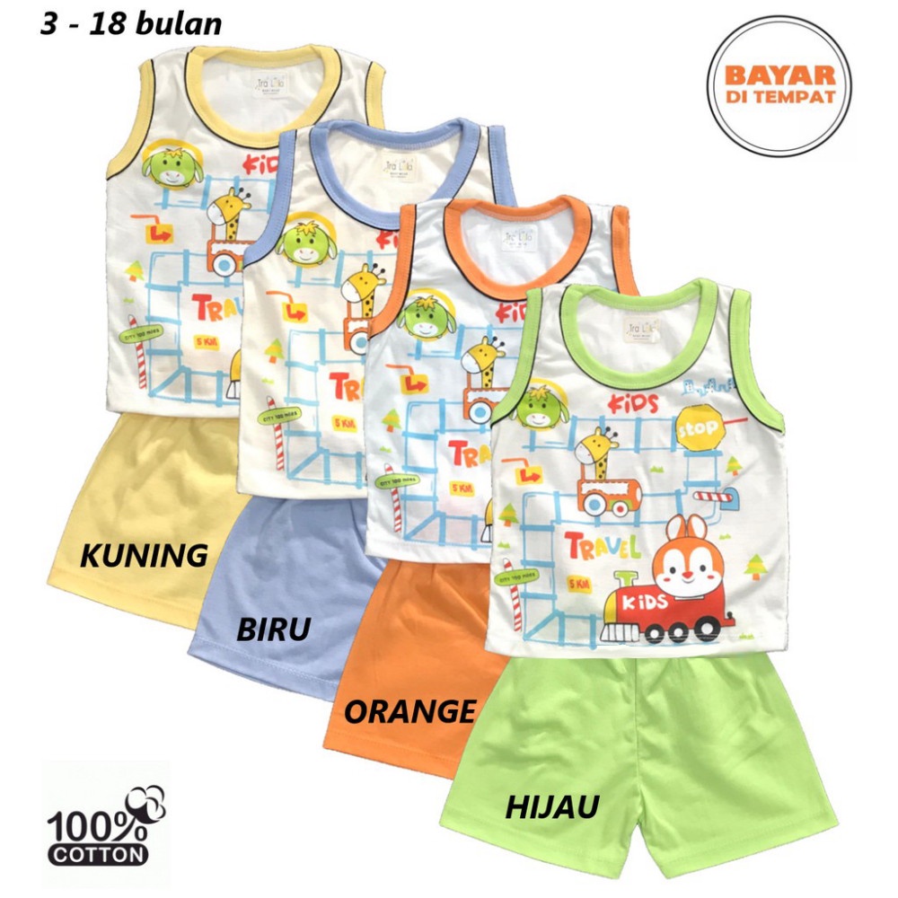 Alecangstore- Setelan Kaos Oblong Bayi / Anak KUTUNG Motif Gambar Random TRALALA umur 3 - 18 bulan