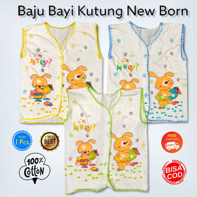 Baju Bayi Baru Lahir Lengan Kutung Yukensi Baju Bayi Tanpa Lengan TITIKU Katun Halus Size Newborn Atasan Bayi Baru Lahir Lengan Kutung