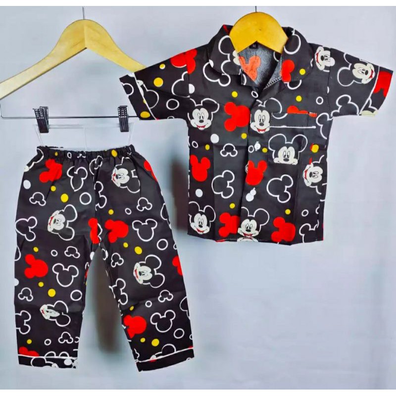 PIYAMA ANAK MOTIF MIKI MOUSE HITAM 1-5 TAHUN