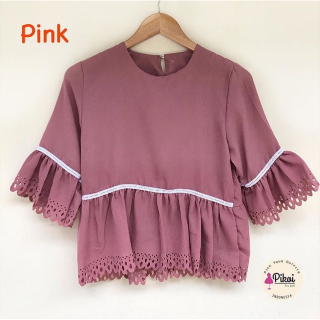 Blouse peplum cantik / blouse crepe murah / blouse merah wanita / blouse kantor wanita murah / 1776