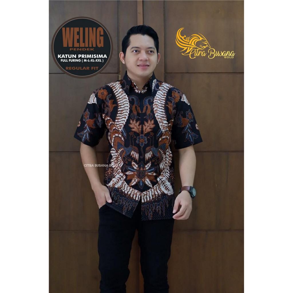 WELING PENDEK Kemeja Batik Pria Full Furing Bahan Katun Primisima