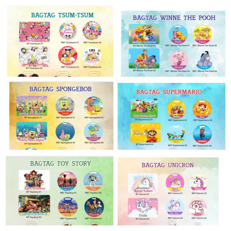 bagtag nama custom untuk tas anak tas bekal koper