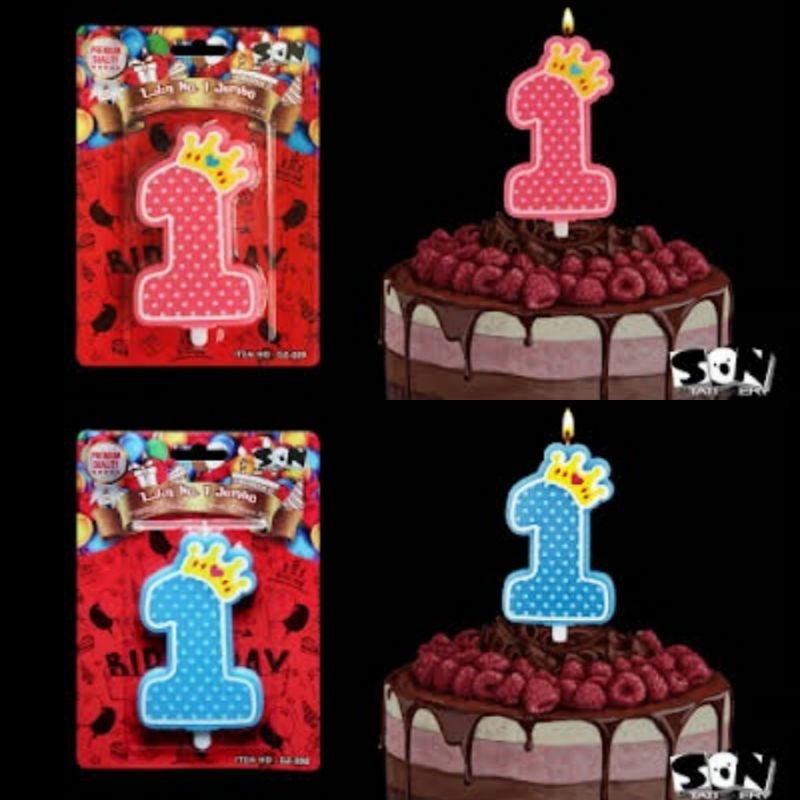 Lilin Angka 1 / Lilin 1st Birthday Pink / Biru Jumbo