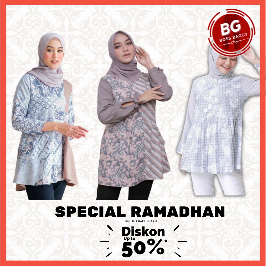 BAJU BATIK WANITA MODERN MONALISA GENES M,L,XL,XXL asli PEKALONGAN