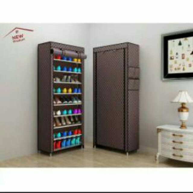 Rak Sepatu Susun Portable Rak Sepatu Plastik Tertutup 10 Susun