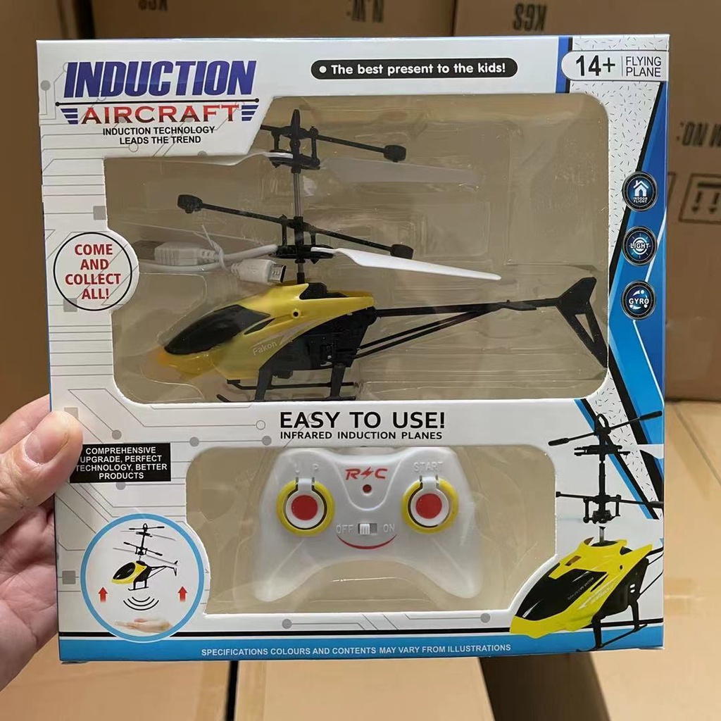 Helikopter Remote Control Pesawat RC Mainan Terbang Sensor Tangan Mainan Anak dengan Lampu Baterai Rechargeable