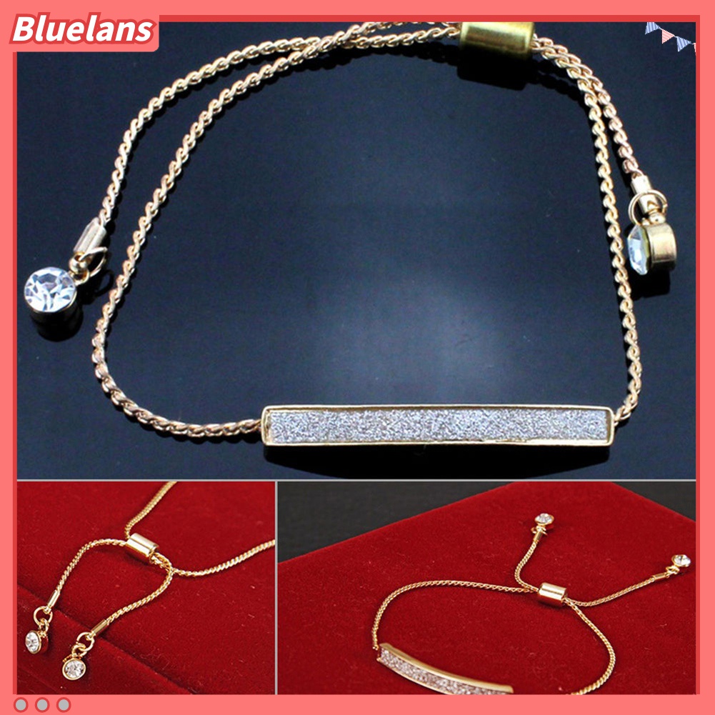 Bluelans Gelang Bangle Model Serut Adjustable Aksen Glitter Untuk Wanita